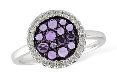 Allison Kaufman Amethyst & Diamond Ring in 14K White Gold, 0.48 ctw