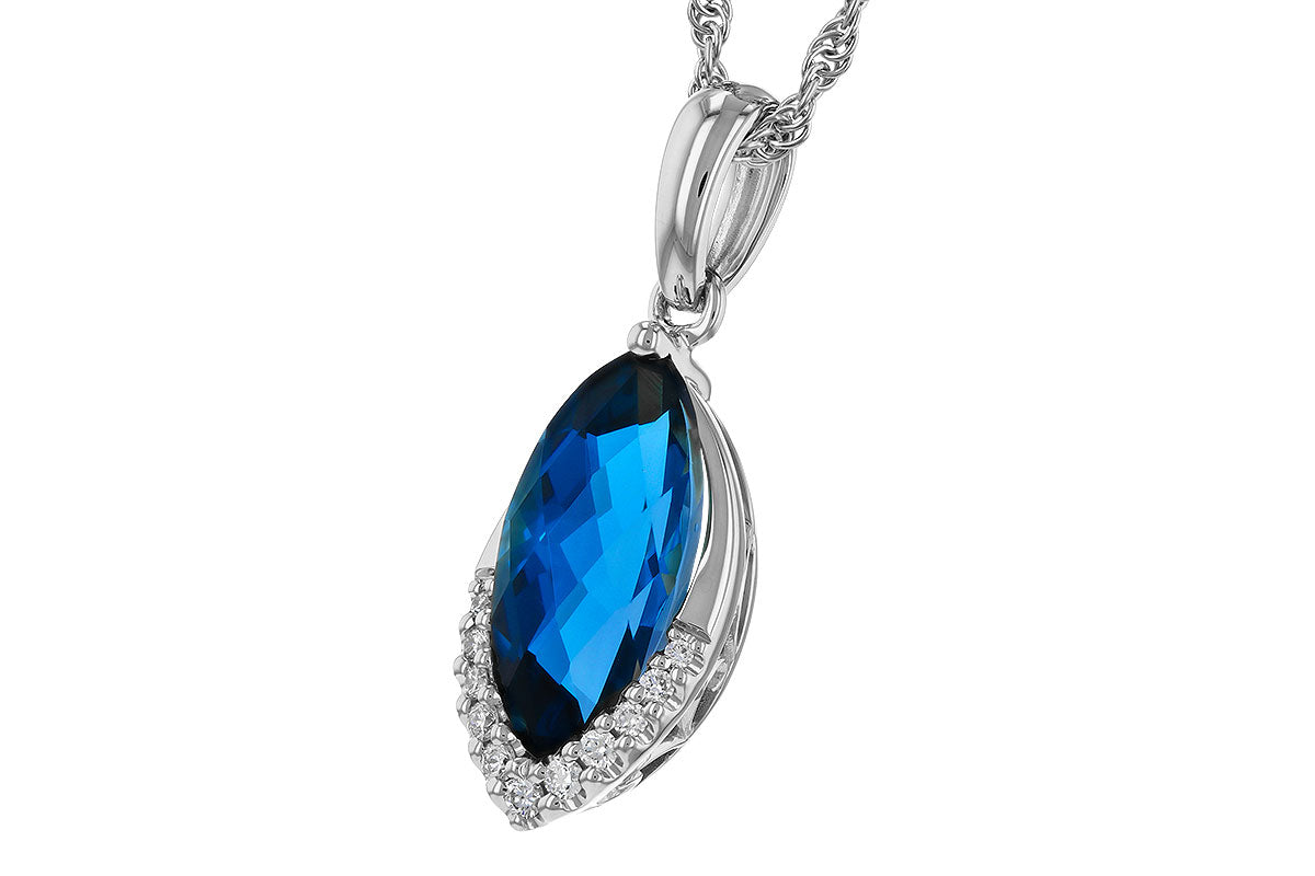 Allison Kaufman London Blue Topaz & Diamond Necklace in 14K White Gold, 2.20 ctw, alternate view