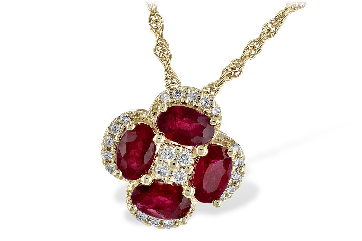 Allison Kaufman Ruby & Diamond Necklace in 14K Yellow Gold, 1.22 ctw
