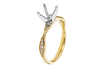 Allison Kaufman Diamond Engagement Ring Semi-Mount in 14K Yellow Gold, 0.12 ctw (L7911), alternate view