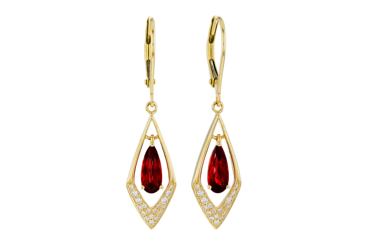 Allison Kaufman Garnet & Diamond Earrings in 14K Yellow Gold, 1.28 ctw