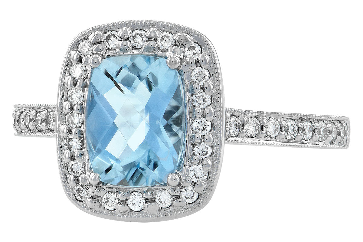 Allison Kaufman Aquamarine & Diamond Ring in 14K White Gold, 1.31 ctw, alternate view