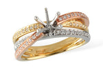 Allison Kaufman Diamond Engagement Ring Semi-Mount in 14K Tri-Tone Gold, 0.23 ctw