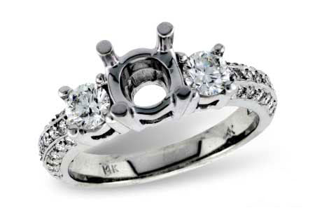Allison Kaufman Diamond Engagement Ring Semi-Mount in 14K White Gold, 0.74 ctw