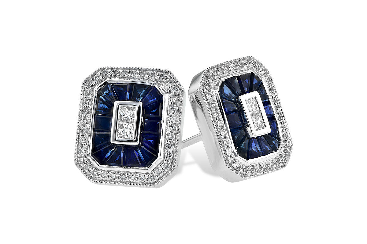 Allison Kaufman Sapphire & Diamond Earrings in 14K White Gold, 2.05 ctw