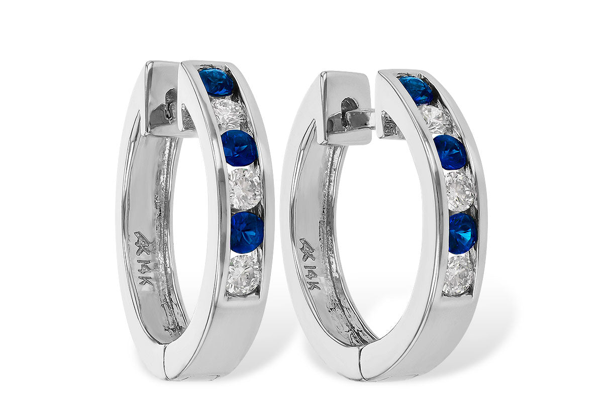 Allison Kaufman Sapphire & Diamond Earrings in 14K White Gold, 0.50 ctw