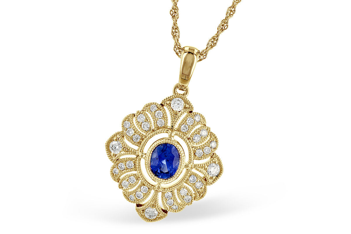 Allison Kaufman Sapphire & Diamond Necklace in 14K Yellow Gold, 0.72 ctw