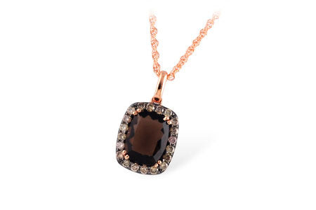 Allison Kaufman Smoky Quartz & Brown Diamond Necklace in 14K Rose Gold, 1.93 ctw