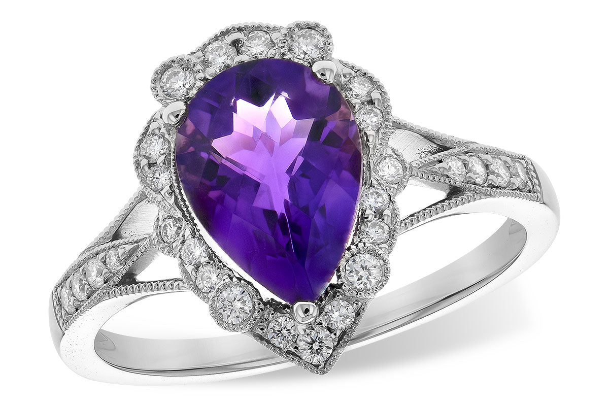 Allison Kaufman Amethyst & Diamond Ring in 14K White Gold, 1.75 ctw