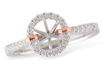 Allison Kaufman Diamond Engagement Ring Semi-Mount in 14K Two-Tone Gold, 0.16 ctw (L7606)