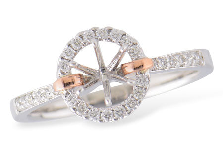 Allison Kaufman Diamond Engagement Ring Semi-Mount in 14K Two-Tone Gold, 0.16 ctw (L7606)