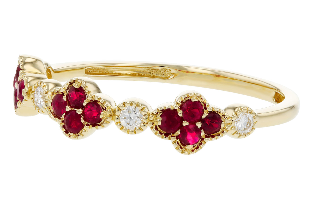 Allison Kaufman Ruby & Diamond Wedding Band in 14K Yellow Gold, 0.30 ctw, alternate view