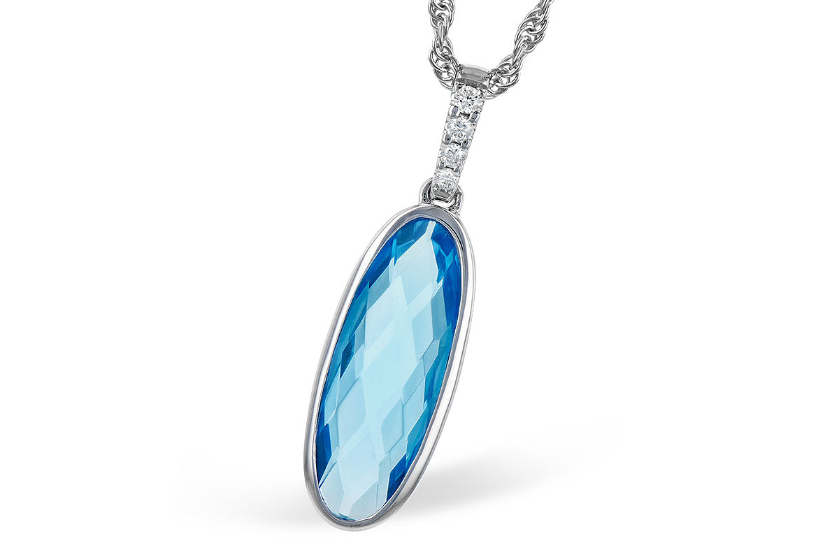 Allison Kaufman Blue Topaz & Diamond Necklace in 14K White Gold, 1.93 ctw