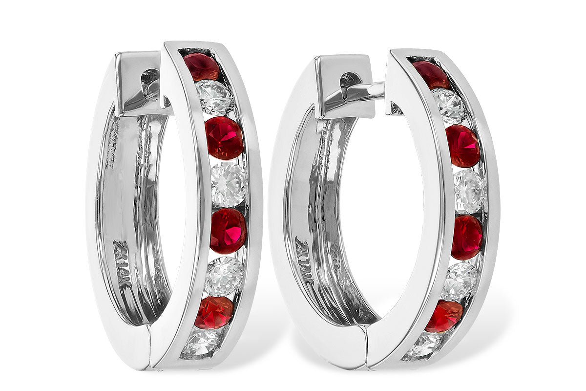 Allison Kaufman Ruby & Diamond Earrings in 14K White Gold, 1.02 ctw