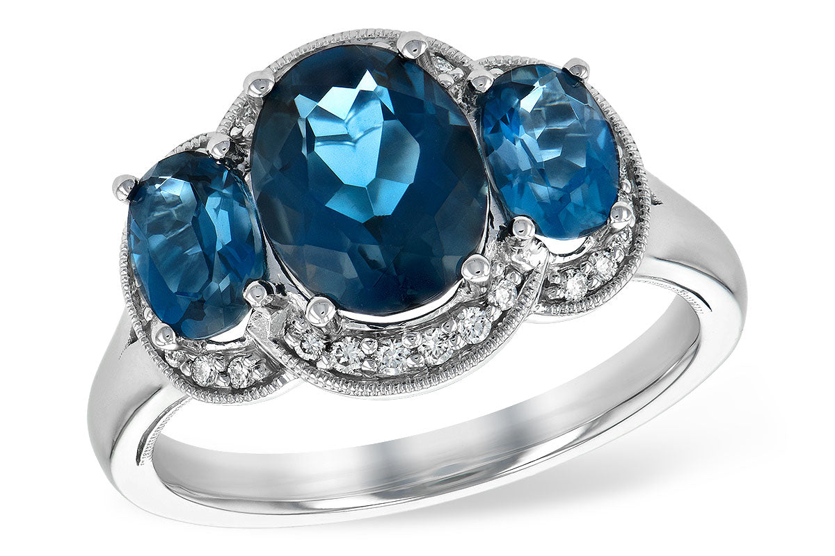 Allison Kaufman Blue Topaz & Diamond Ring in 14K White Gold, 4.33 ctw