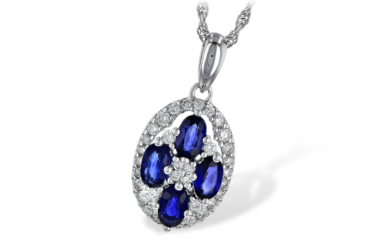 Allison Kaufman Sapphire & Diamond Necklace in 14K White Gold, 1.54 ctw