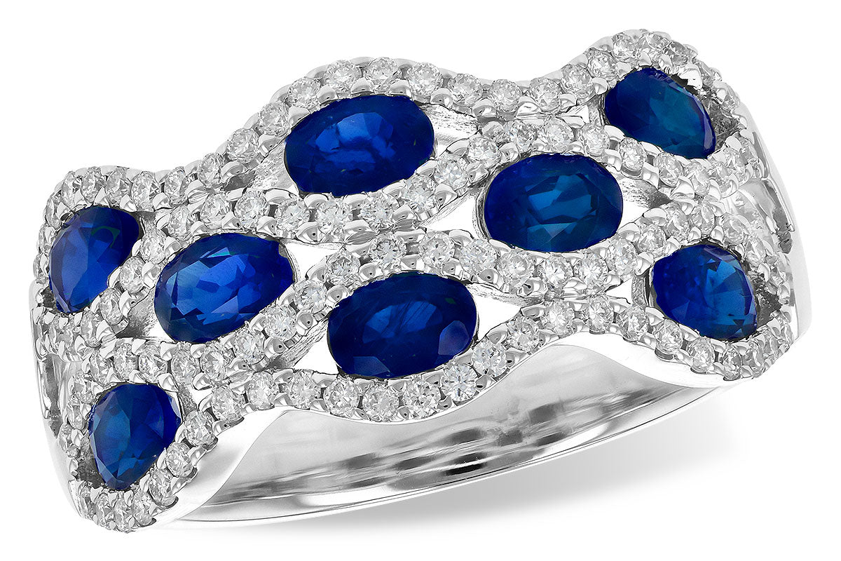 Allison Kaufman Sapphire & Diamond Wedding Band in 14K White Gold, 2.18 ctw