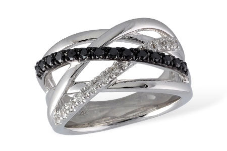 Allison Kaufman Black Diamond Wedding Band in 14K White Gold, 0.41 ctw