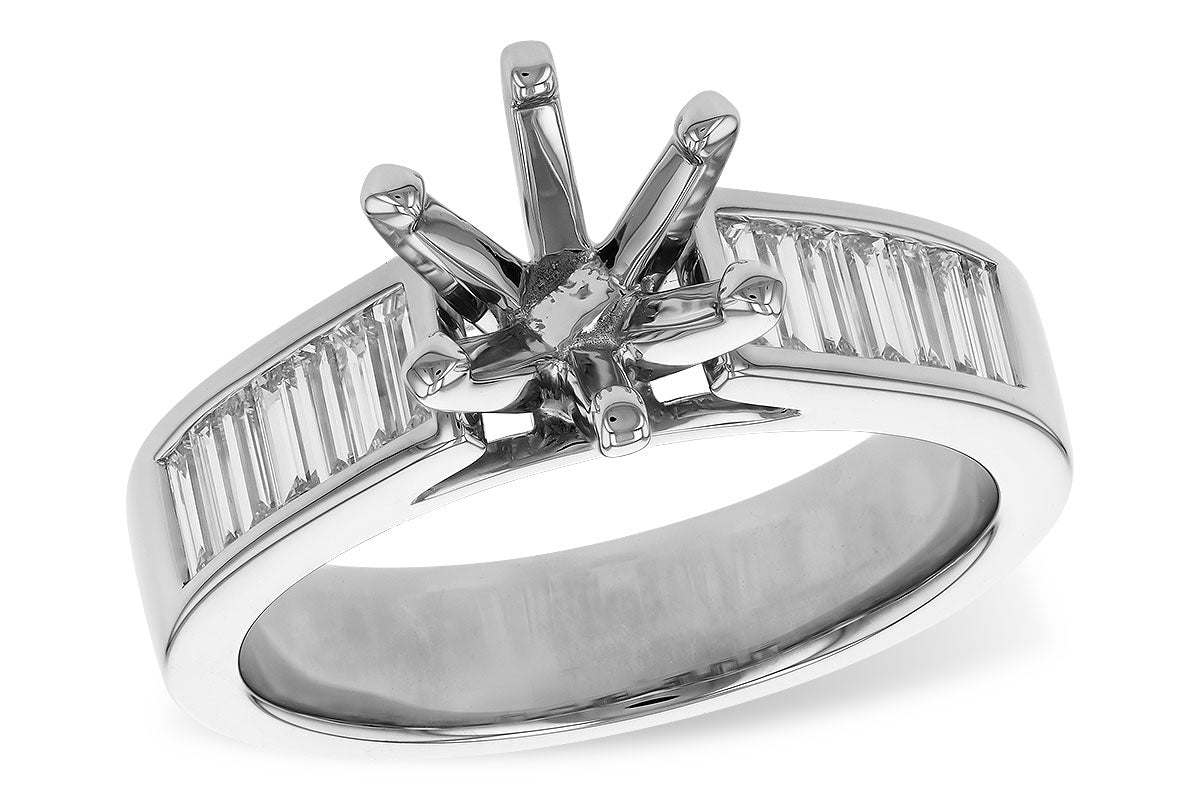 Allison Kaufman Baguette Diamond Engagement Ring Semi-Mount in 14K White Gold, 0.50 ctw (L7870)