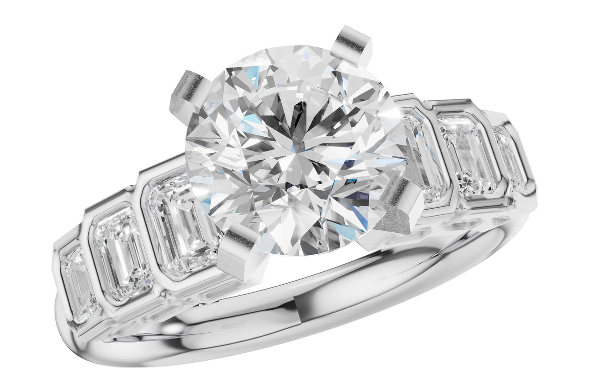 Allison Kaufman Fancy-Cut Diamond Engagement Ring Semi-Mount in 14K White Gold, 0.92 ctw