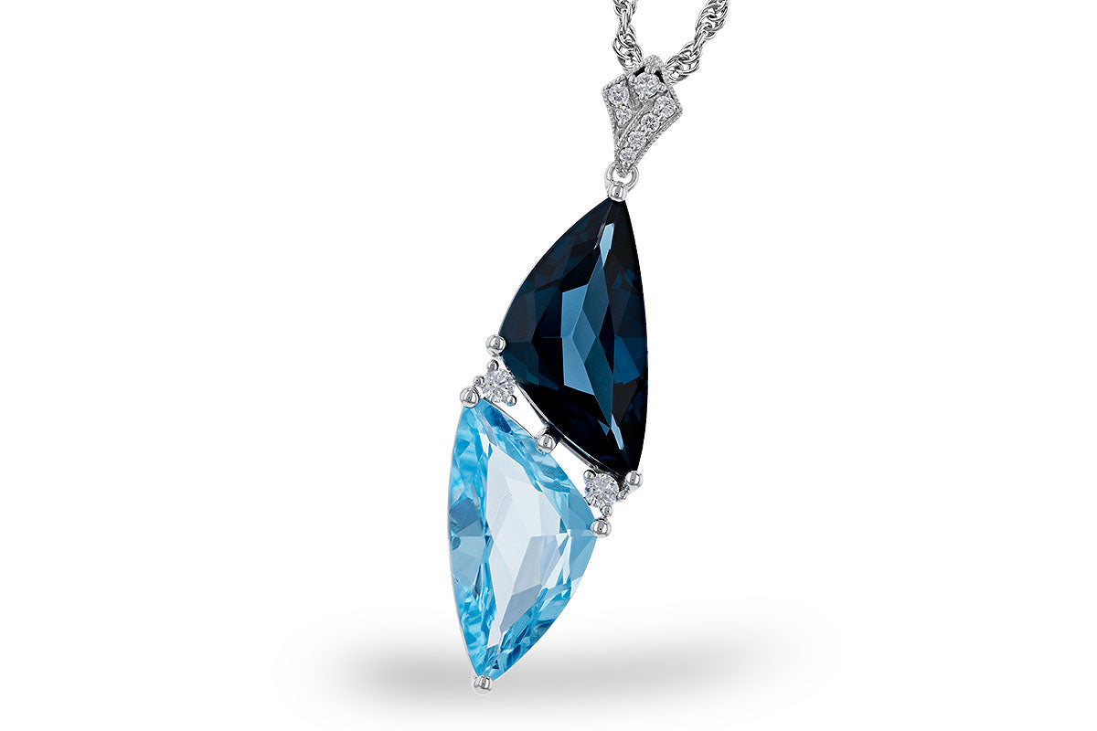 Allison Kaufman Blue Topaz & Diamond Necklace in 14K White Gold, 6.97 ctw