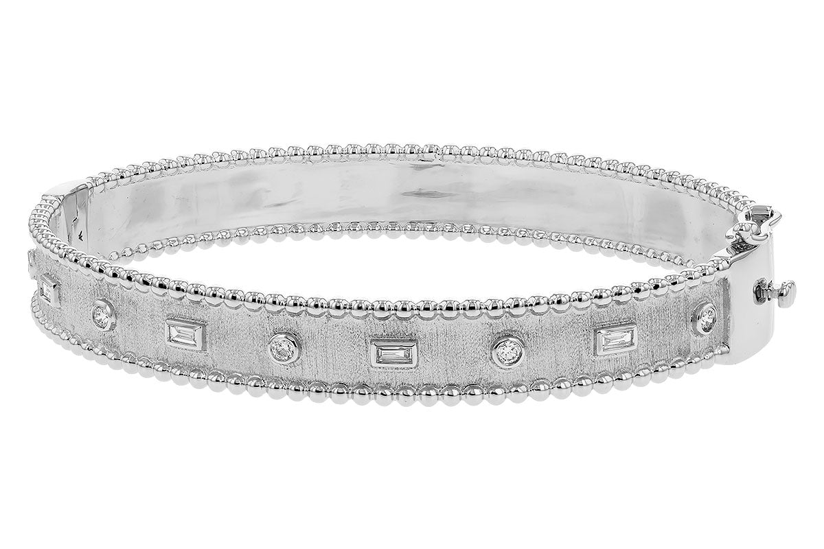 Allison Kaufman Baguette Diamond Bangle Bracelet in 14K White Gold, 0.22 ctw, alternate view