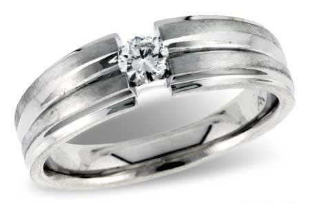 Allison Kaufman Diamond Men's Wedding Band in 14K White Gold, 0.27 ctw