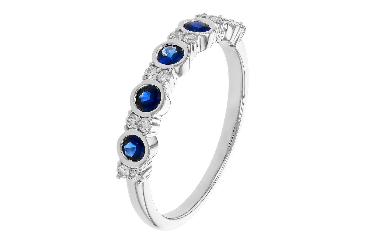 Allison Kaufman Sapphire & Diamond Wedding Band in 14K White Gold, 0.46 ctw, alternate view