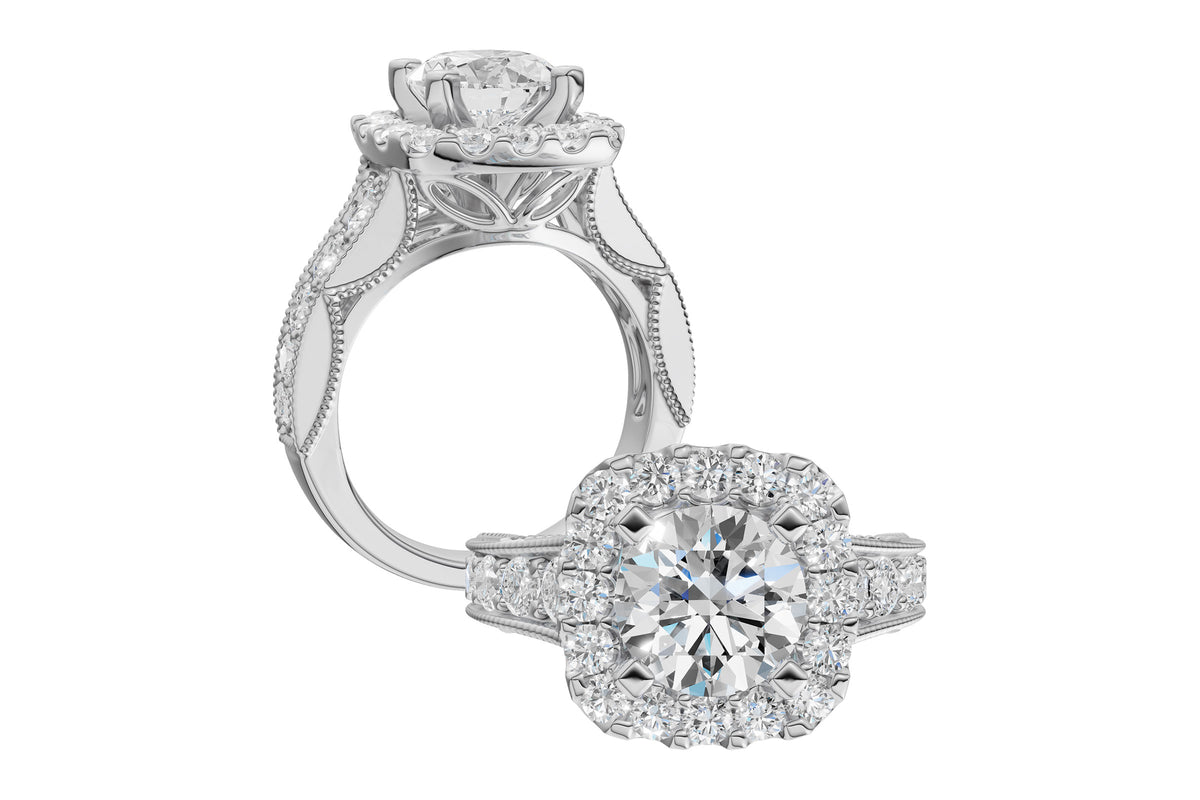 Allison Kaufman Diamond Engagement Ring Semi-Mount in 14K White Gold, 1.30 ctw, alternate view
