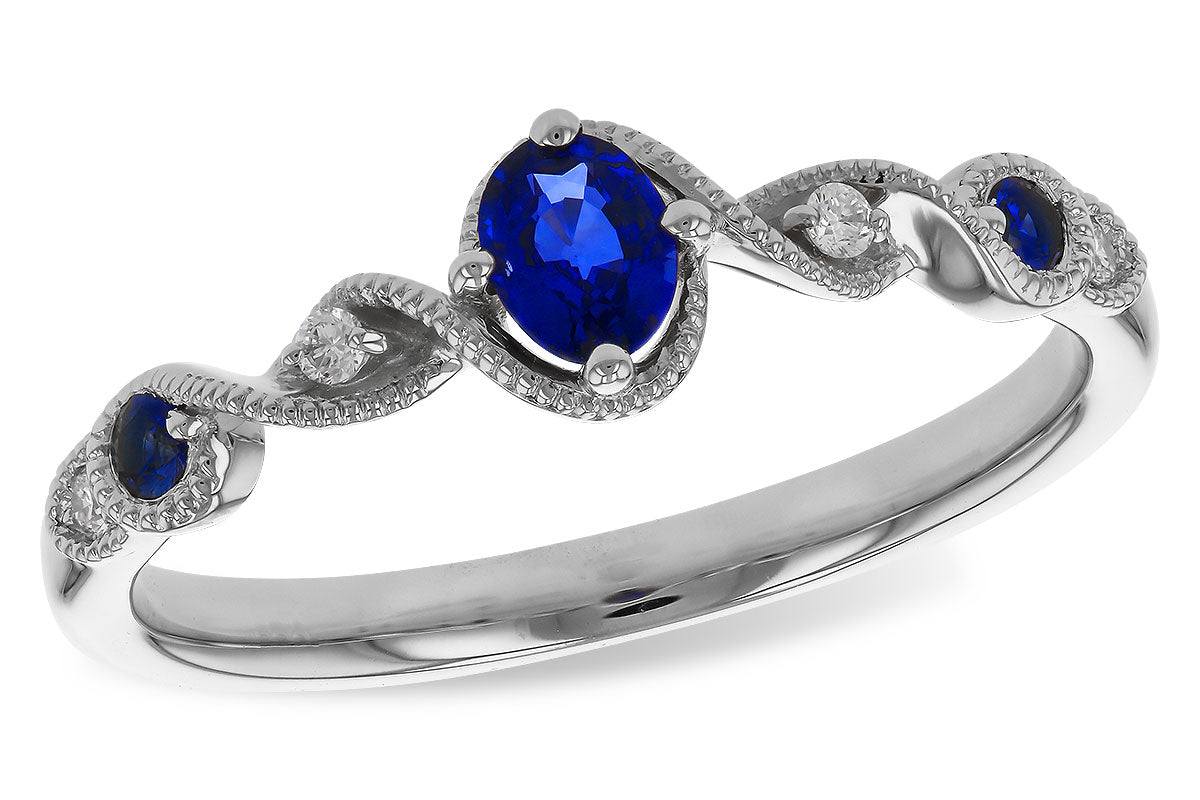 Allison Kaufman Sapphire & Diamond Ring in 14K White Gold, 0.34 ctw