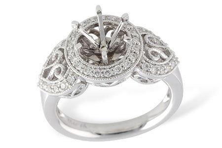Allison Kaufman Diamond Engagement Ring Semi-Mount in 14K White Gold, 0.38 ctw (L7494)