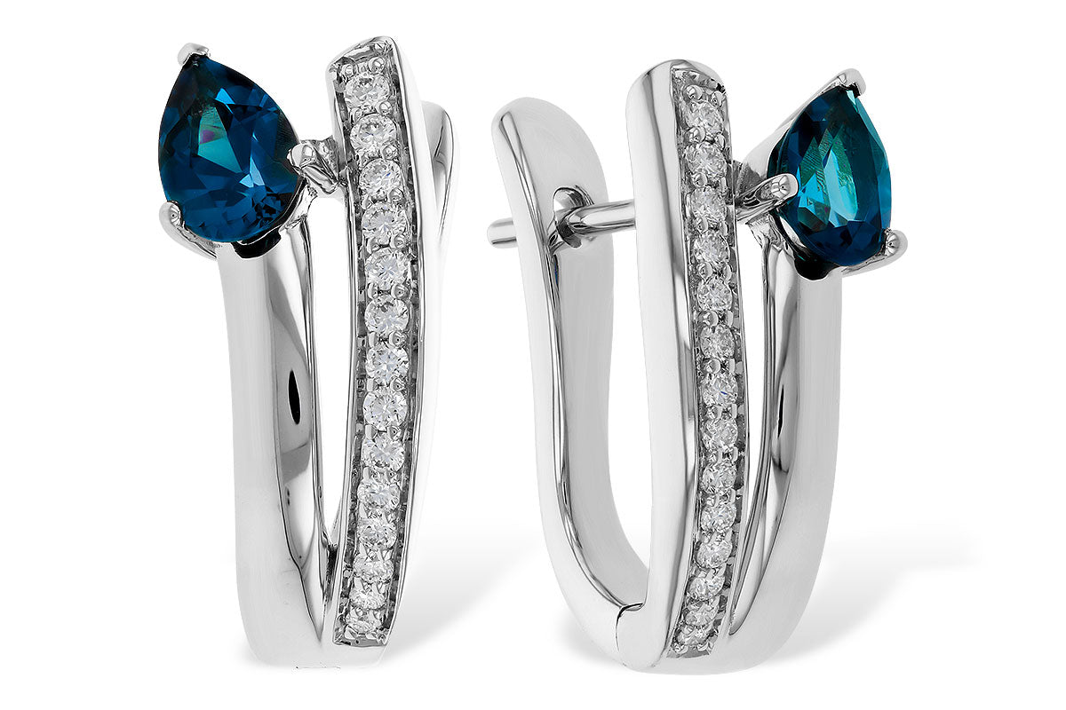 Allison Kaufman London Blue Topaz & Diamond Earrings in 14K White Gold, 1.08 ctw