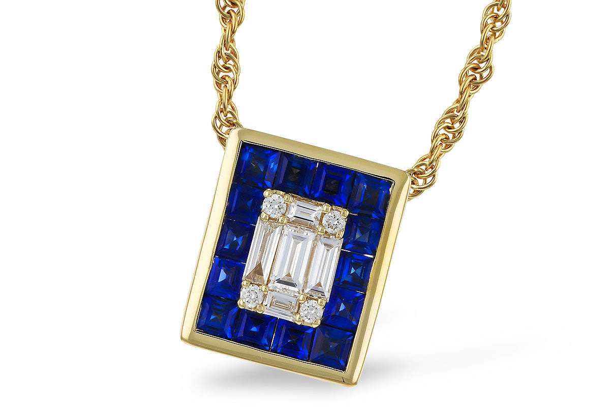 Allison Kaufman Sapphire & Diamond Necklace in 14K Yellow Gold, 1.02 ctw