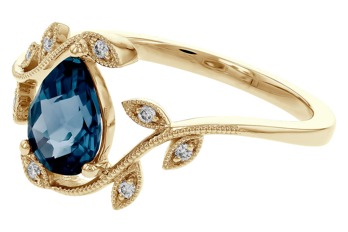 Allison Kaufman London Blue Topaz & Diamond Ring in 14K Yellow Gold, 1.26 ctw, alternate view