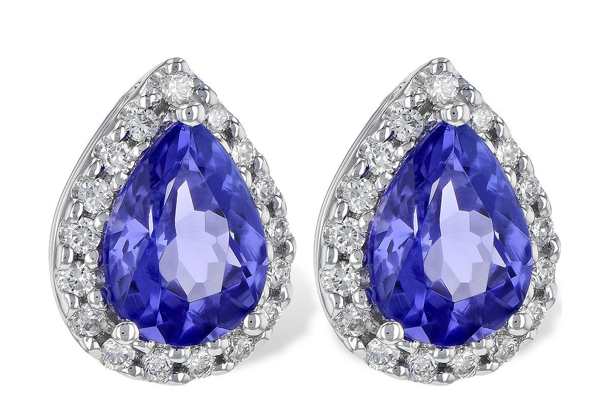 Allison Kaufman Tanzanite & Diamond Earrings in 14K White Gold, 1.32 ctw
