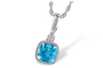 Allison Kaufman Blue Topaz & Diamond Necklace in 14K White Gold, 1.05 ctw (X18942)