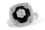 Allison Kaufman Onyx & Diamond Ring in 14K White Gold, 0.37 ctw
