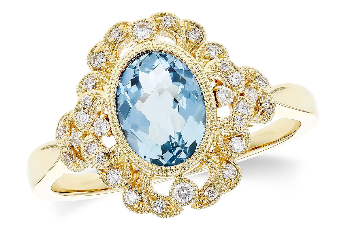 Allison Kaufman Aquamarine & Diamond Ring in 14K Yellow Gold, 1.14 ctw
