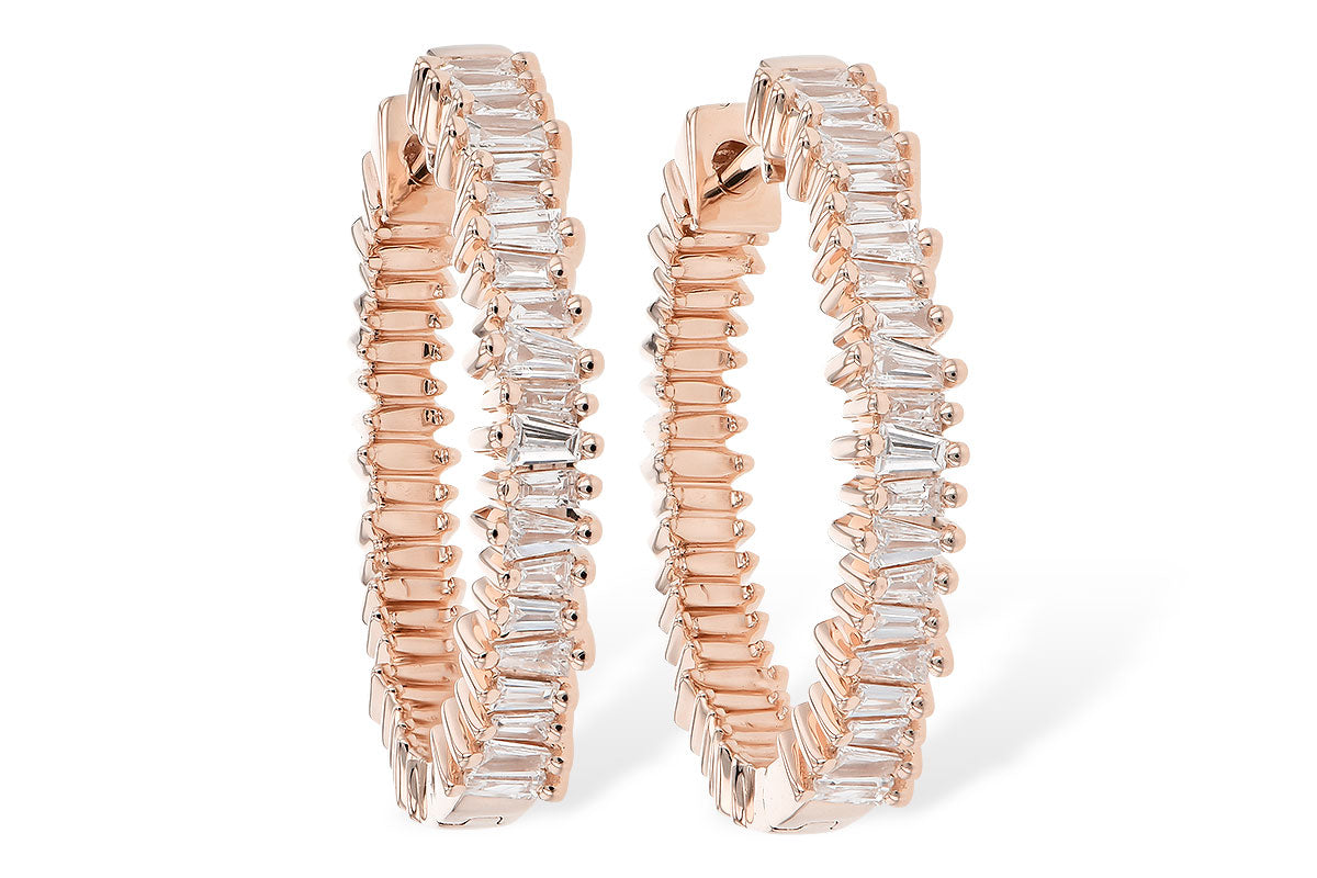 Allison Kaufman Baguette Diamond Earrings in 14K Rose Gold, 0.35 ctw