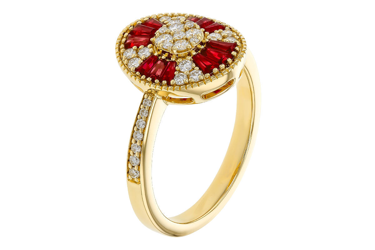 Allison Kaufman Ruby & Diamond Ring in 14K Yellow Gold, 0.84 ctw, alternate view