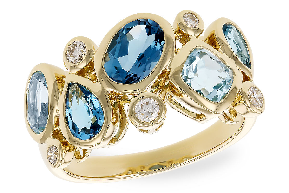 Allison Kaufman Blue Topaz & Diamond Ring in 14K Yellow Gold, 2.75 ctw