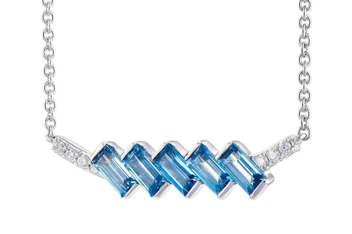 Allison Kaufman London Blue Topaz & Diamond Necklace in 14K White Gold, 0.80 ctw, alternate view