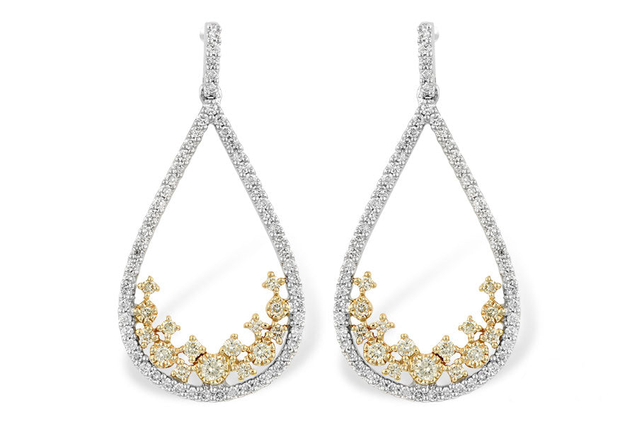 Allison Kaufman Yellow Diamond Earrings in 14K Two-Tone Gold, 0.75 ctw
