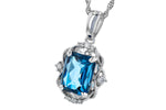 Allison Kaufman London Blue Topaz & Diamond Necklace in 14K White Gold, 1.73 ctw, alternate view