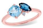 Allison Kaufman Blue Topaz & Diamond Ring in 14K Rose Gold, 1.52 ctw (D5903)