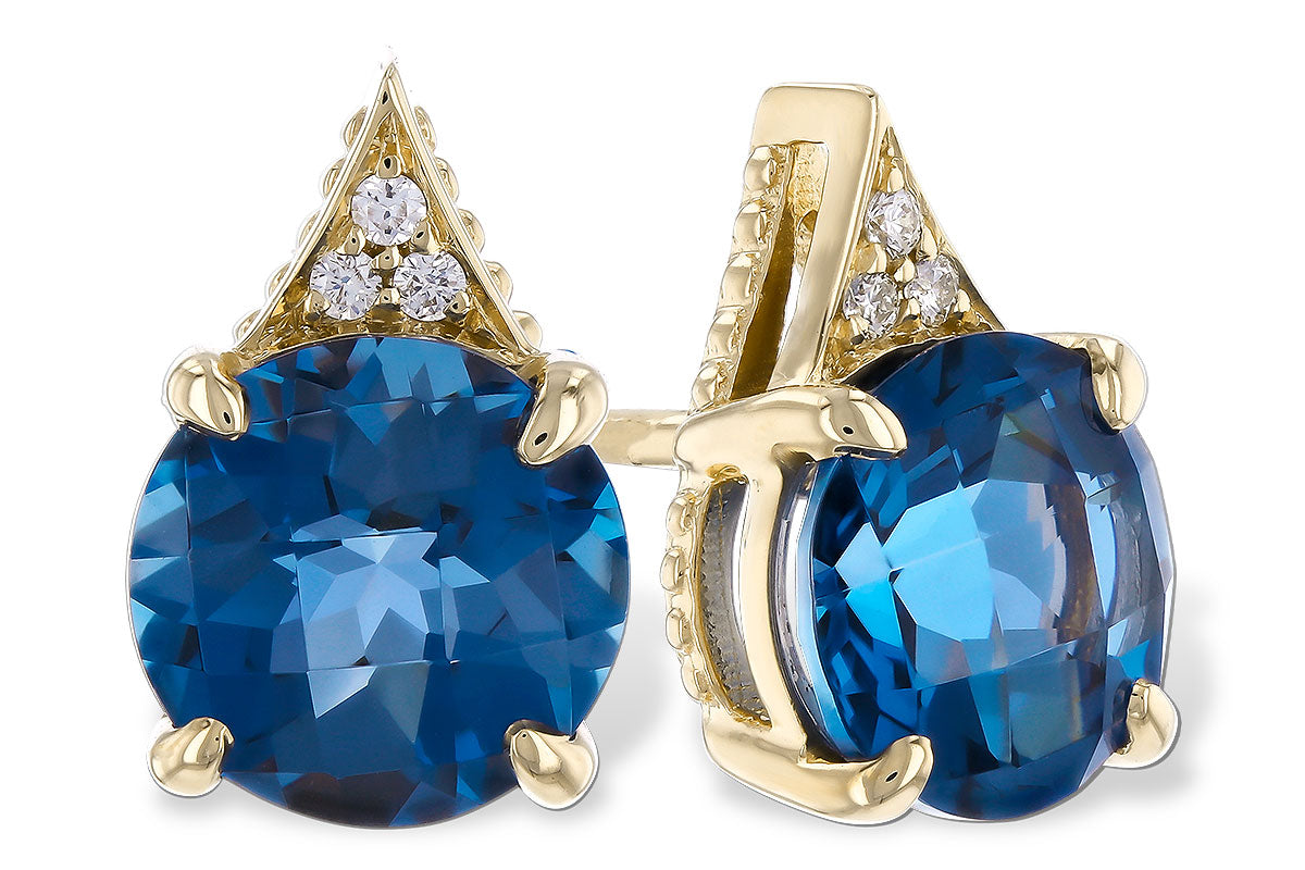 Allison Kaufman London Blue Topaz & Diamond Earrings in 14K Yellow Gold, 1.90 ctw