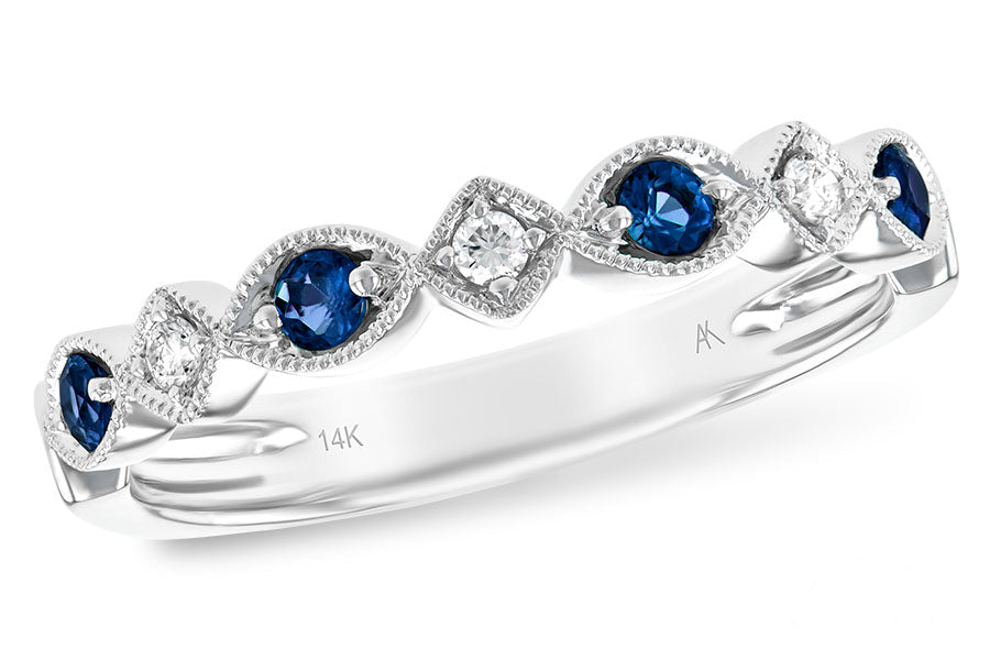 Allison Kaufman Sapphire & Diamond Wedding Band in 14K White Gold, 0.26 ctw