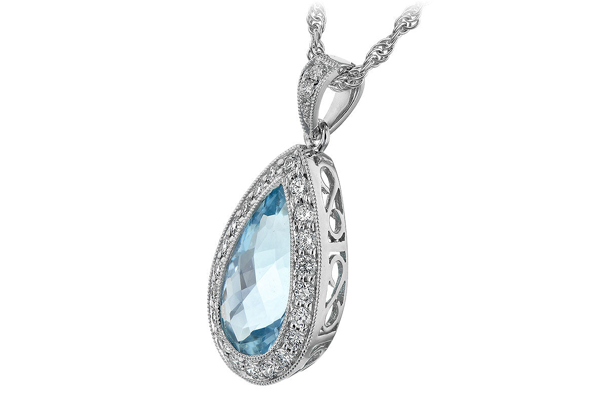 Allison Kaufman Aquamarine & Diamond Necklace in 14K White Gold, 2.55 ctw, alternate view