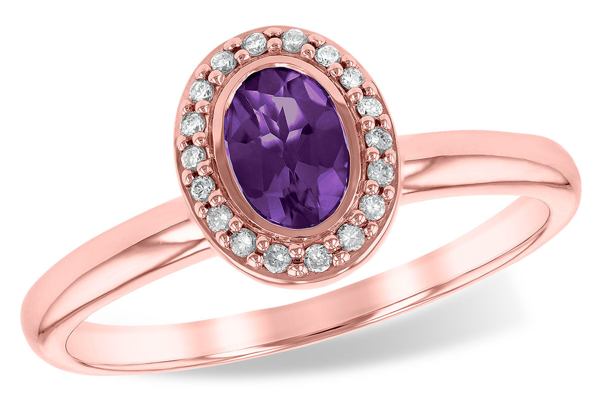 Allison Kaufman Amethyst & Diamond Ring in 14K Rose Gold, 0.41 ctw