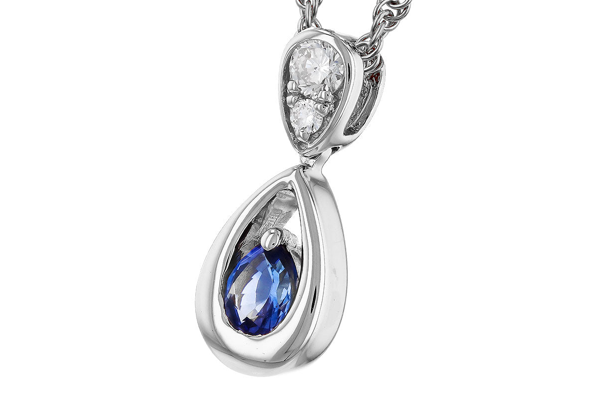 Allison Kaufman Sapphire & Diamond Necklace in 14K White Gold, 0.27 ctw, alternate view